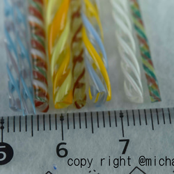 モレッティの細密なツイストガラス棒、ガラスレース棒（11000-467ms）レース棒　＃ヒュージング　＃小物ガラス材料　 2枚目の画像