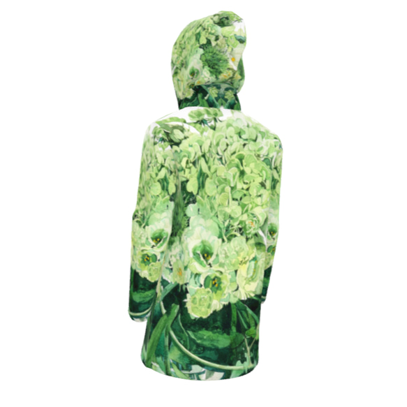 紫陽花ハンドメイド2024【受注製作】Green bouquet 全面柄レインコート　防水ジャケット 9枚目の画像