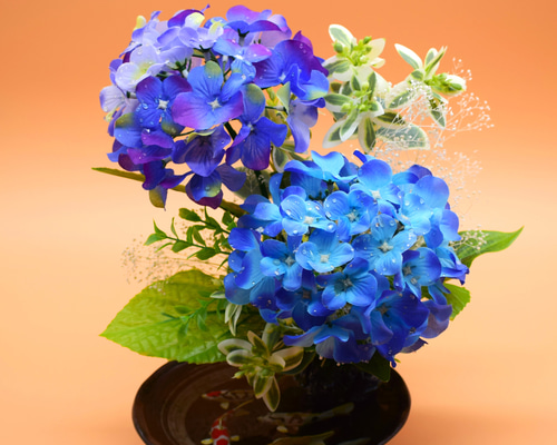 一閑張り　紫陽花　あじさい　茶箱　BOX 和風　インテリア　置物 めでたや 置物 インテリア おしゃれ 和紙 和雑貨 日本製 紫陽花