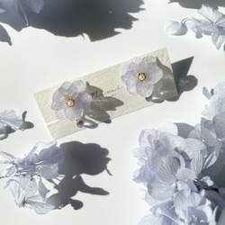 ガラスの雫と雪の結晶イヤリング/ピアス ブルーグリーン イヤリング