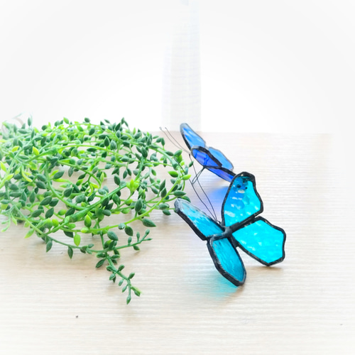 羽を広げた蝶のステンドグラス サンキャッチャー サン