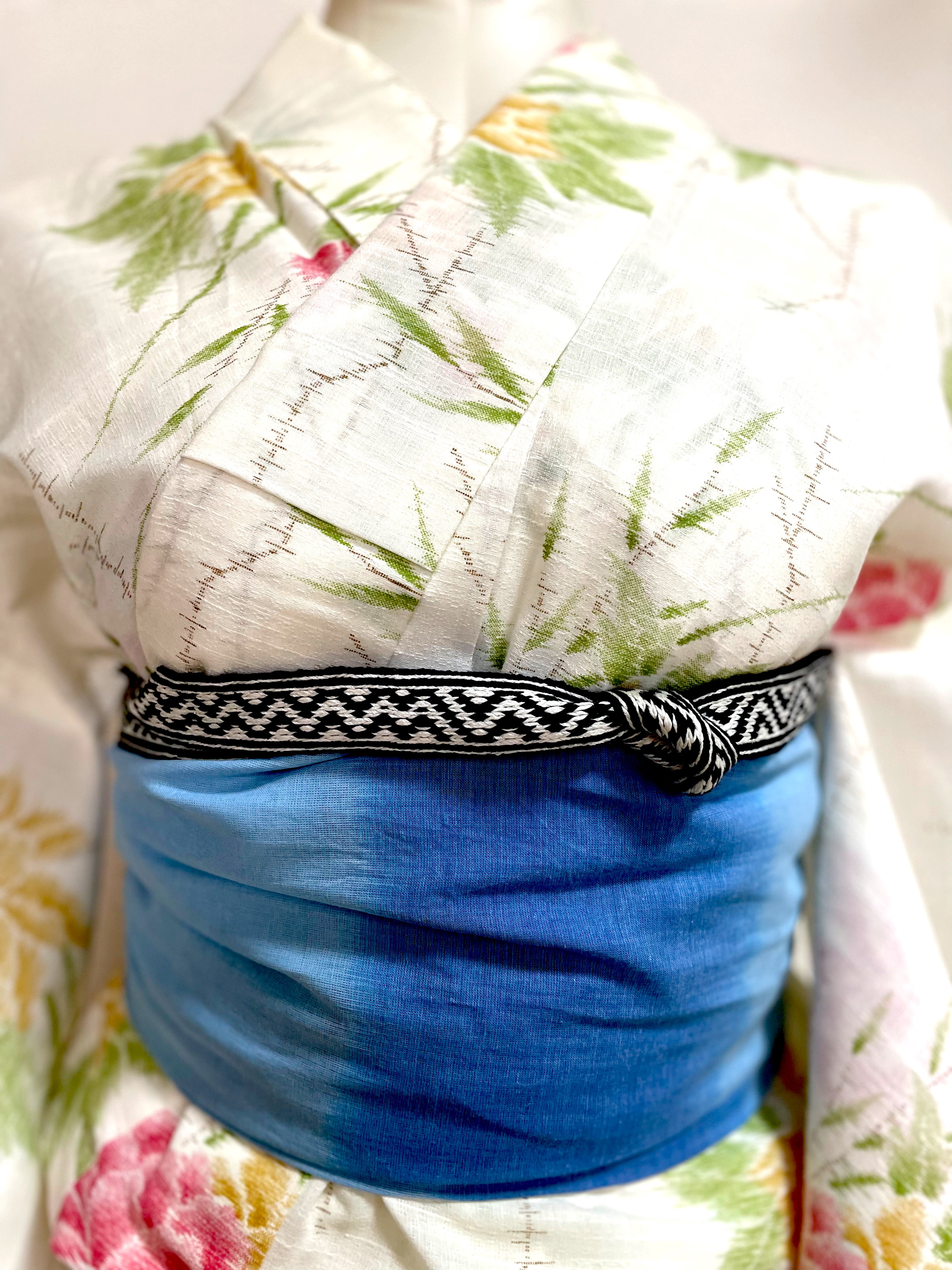 【浴衣の帯結びを楽ちん＆ボリュームUP⤴️】  カード織ベルト四重仮紐　[モノクロ］No.03005