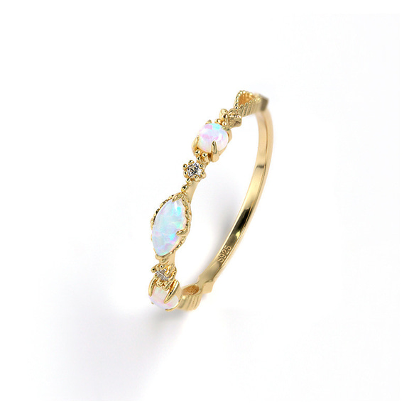 【開店キャンペーン最安価格！】上品なオーパルを使用リング 指輪 18Kゴールドメッキオーダーメイド ハンドメイド 2枚目の画像