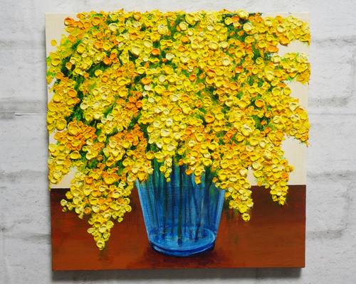 油絵 絵画 アートパネル【ミモザ】 油絵 絵画アートパネル【ミモザ】 絵画 HR 通販 15972859