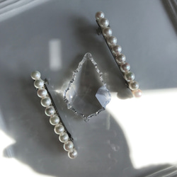 あこや真珠バレッタ　８ミリ台　シンプルライン　♦︎和装♦︎まとめ髪 1枚目の画像