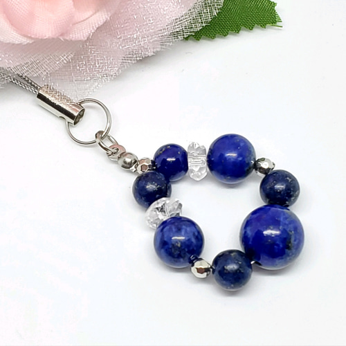 天然石＊ラピスラズリ＊ストラップ/キーホルダー/チャーム/イヤホン