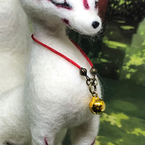 受注制作] 稲荷狐 キツネ 白きつね 幻獣【羊毛フェルト人形】// 羊毛