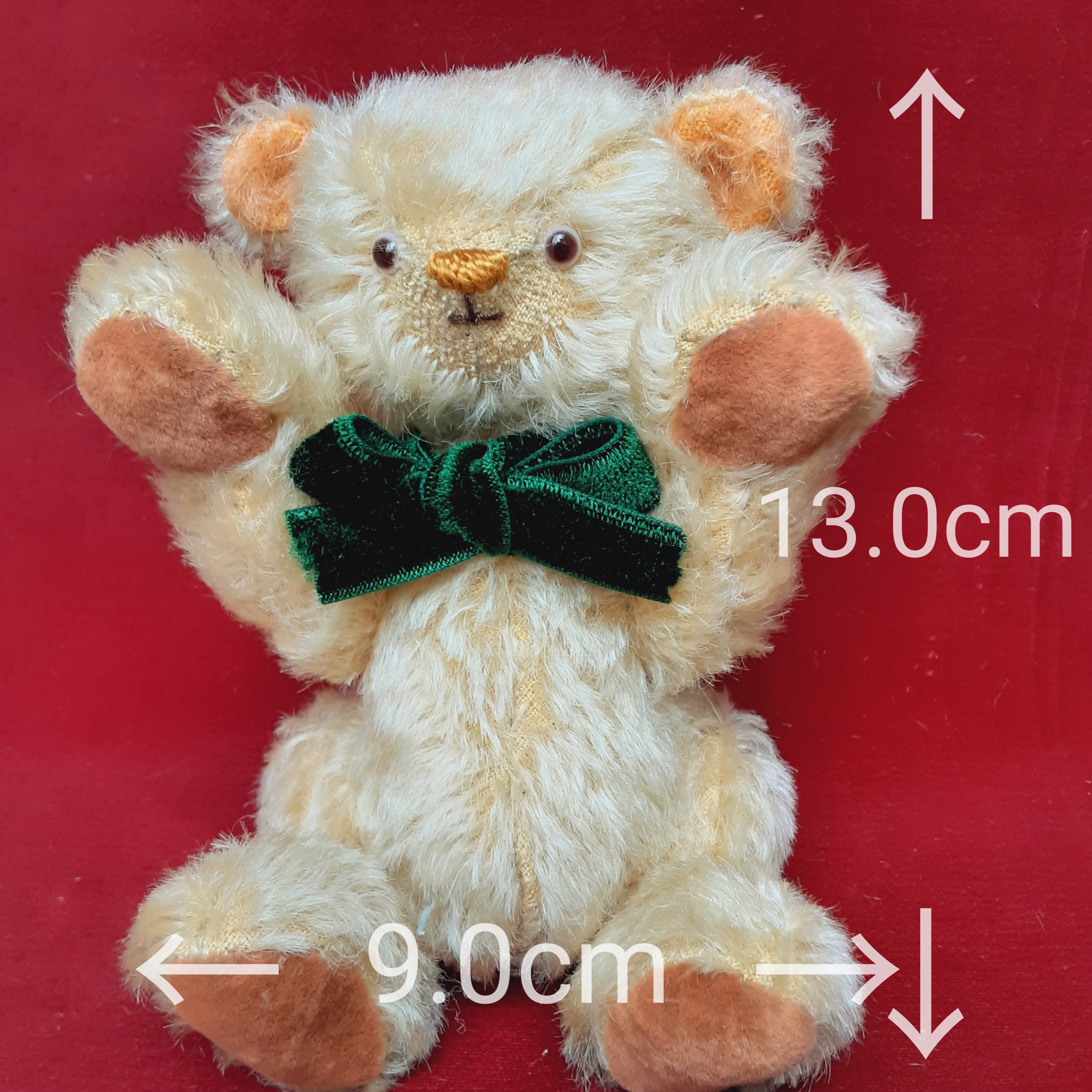 テディベア　ツヤ有りモヘアのパステルオレンジテディ