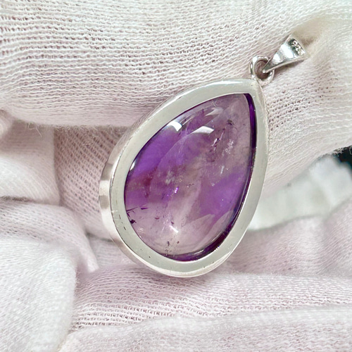 ファントムアメジスト アイリス入り シルバー925 28mm 天然石  