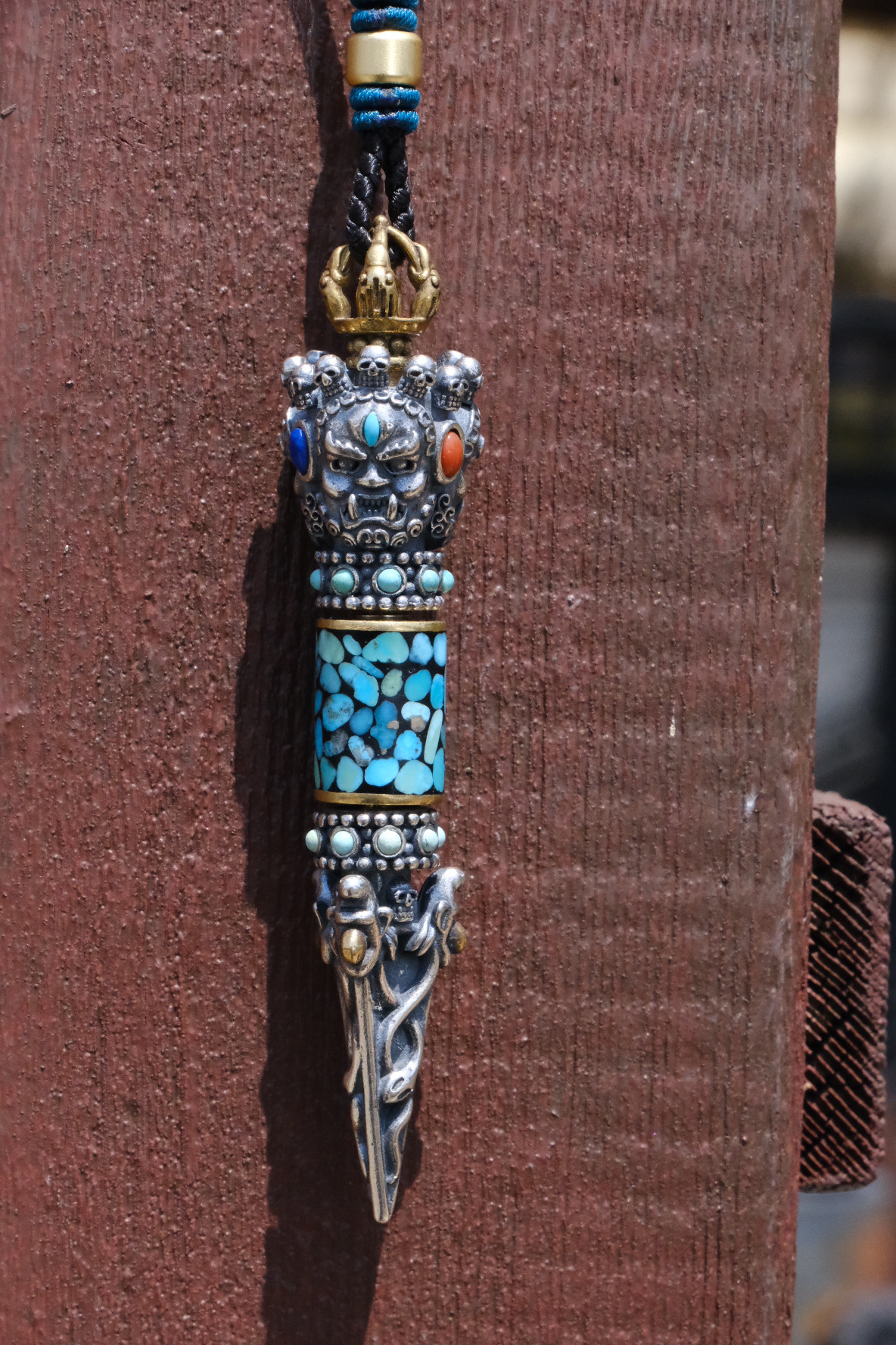 チベット風　ネックレス　『大黒天』ターコイズ　SV925 男女兼用