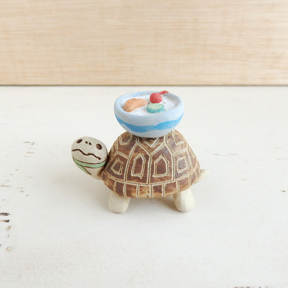 そうめんを乗せたカメ(顔左向き) その他置物 kuu 通販 15973459