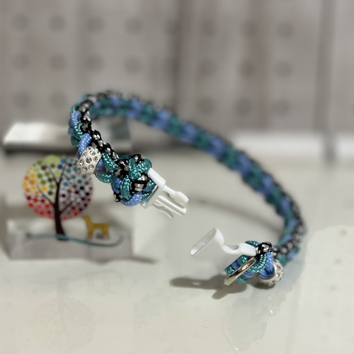 猫の首輪 パラコード作品 ハート模様 23〜25cm リード・首輪 夢_ 猫の首輪 パラコード作品 ハート模様 23〜25cm リード・首輪 夢_