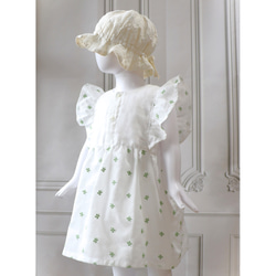 BABY/KIDS Cotton100% 四つ葉クローバーのワンピース (Size 80~100) 1枚目の画像