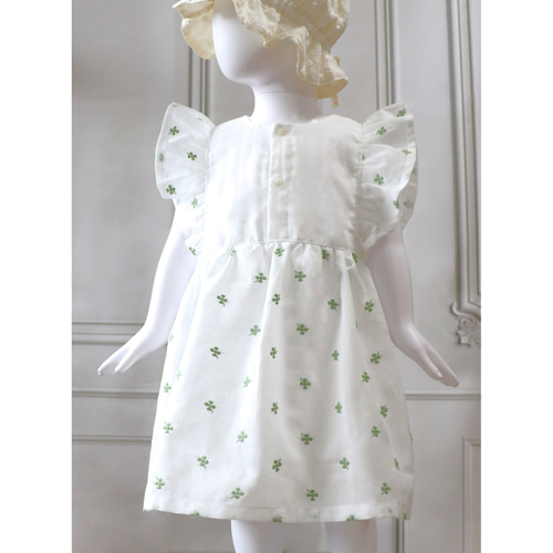 BABY/KIDS Cotton100% 四つ葉クローバーのワンピース (Size 80~100  