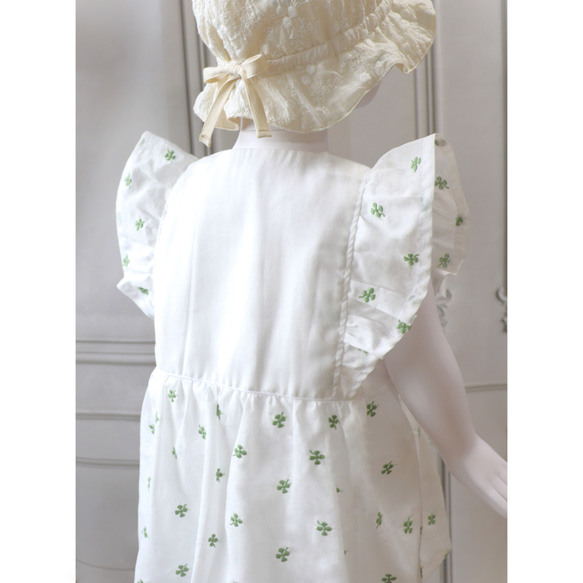 BABY/KIDS Cotton100% 四つ葉クローバーのワンピース (Size 80~100) 3枚目の画像