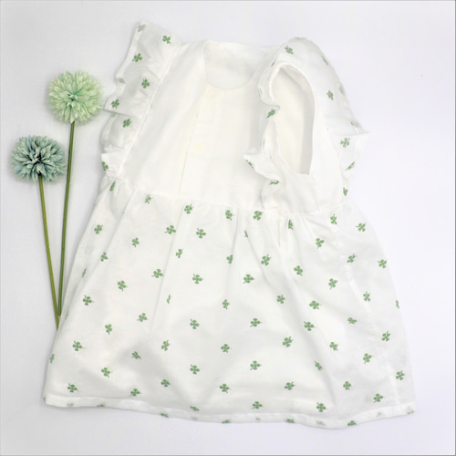 BABY/KIDS Cotton100% 四つ葉クローバーのワンピース (Size 80~100 