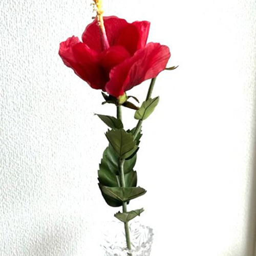 手染め布花 夏の花・ハイビスカスの花（1本） 玄関・和洋の空間