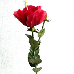 染花・布花・アートフラワー　　ハイビスカスの花（１本）　　玄関・和洋の空間・お部屋のインテリアなどに。 3枚目の画像