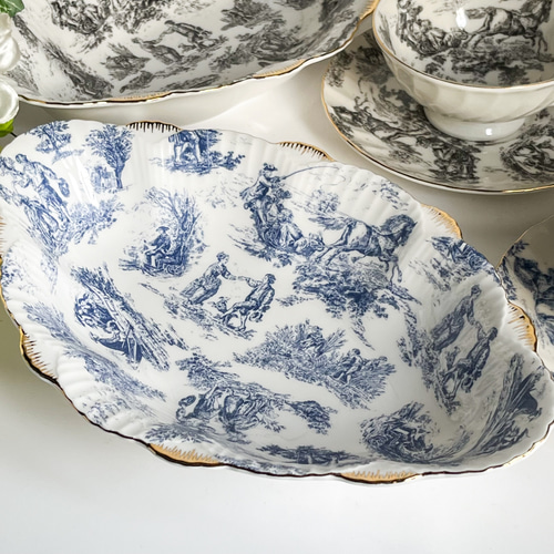 フランス伝統風景 柄⭐︎ブルー スープ皿 食器 ラヴィエ 18世紀柄 高級