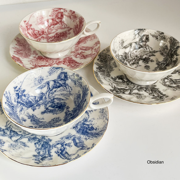 フランス伝統風景　柄⭐︎ブルー　食器　カップ&ソーサー　18世紀柄 2枚目の画像