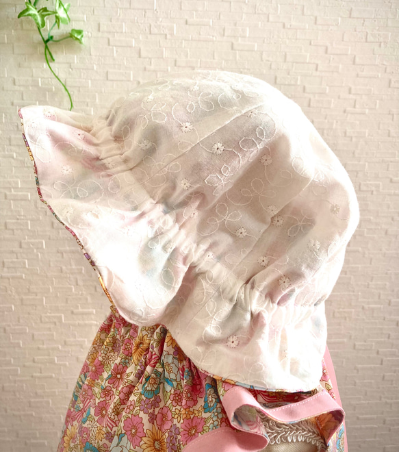 ベビーちゃんセットアップ&チューリップ帽子お花とリボンピンク系 6枚目の画像