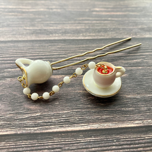Milktea Time［ミルクティータイム］アフタヌーンティーモチーフ簪・二