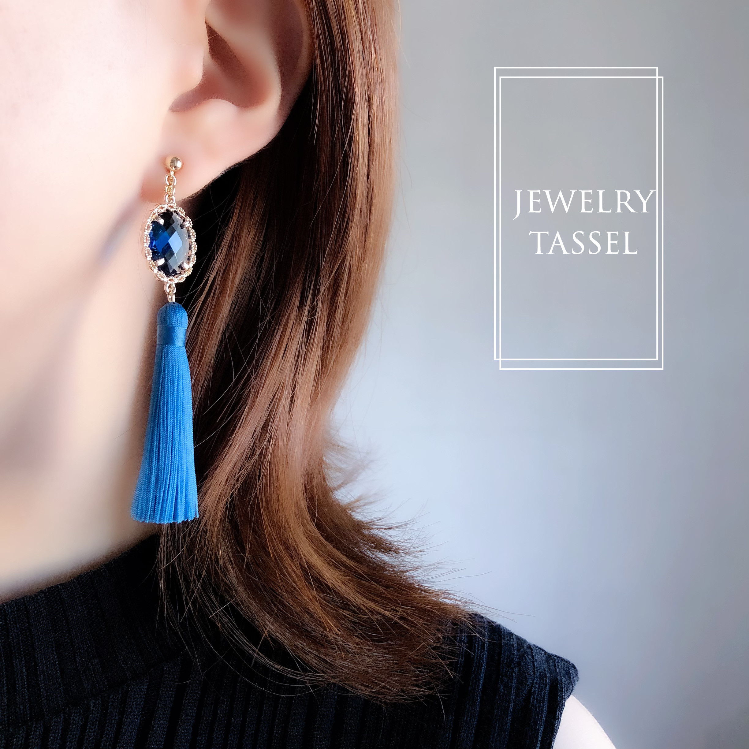 再販33　フリンジ　カラフル　ピアス　青　イヤリング　タッセル　アクセサリー 再販】ジュエリー タッセル col.レイニーブルー【ピアス