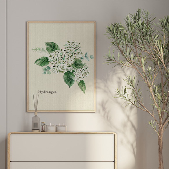 バラとアジサイのポスター　/ i1390 / 淡い色の初夏の花　インテリアポスター 5枚目の画像