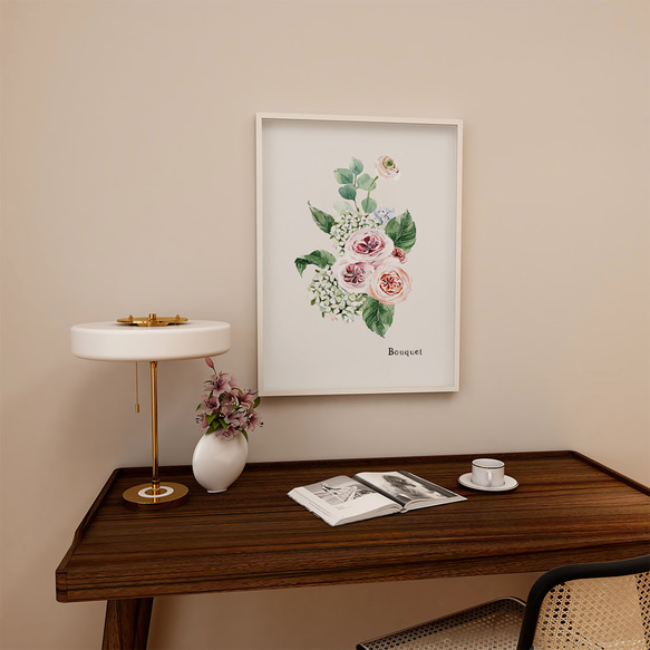 バラとアジサイのポスター　/ i1389 / 淡い色の初夏の花　インテリアポスター 7枚目の画像