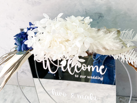 サムシングブルー　ウェルカムボードミラータイプ　結婚式　ウェディング 3枚目の画像