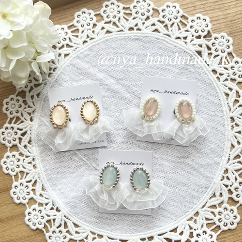 pumpulipuikko イヤリング OHANA イエロー パール ビーズ刺繍 【公式通販】