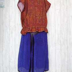ペイズリー柄のチュニック/日本製綿100％/ゆったりとしたエキゾチックな春夏秋の装い 3枚目の画像
