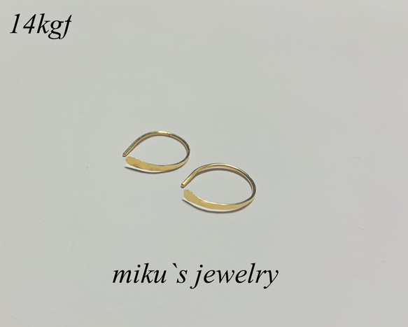 14kgf huggie open hoop earrings 4枚目の画像