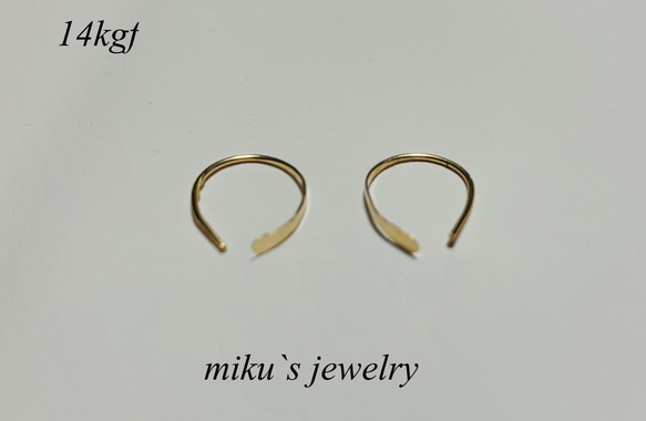 14kgf huggie open hoop earrings 1枚目の画像