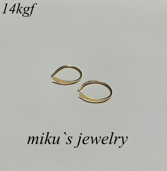 14kgf huggie open hoop earrings 3枚目の画像