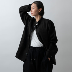 【再入荷】木間服装製作 jacket リネン black｜unisex freesize 1枚目の画像