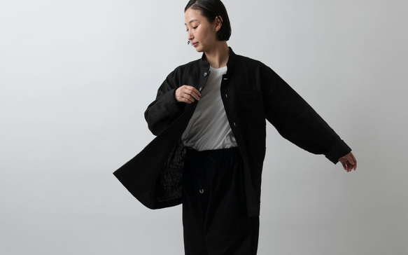 【再入荷】木間服装製作 jacket リネン black｜unisex freesize 3枚目の画像