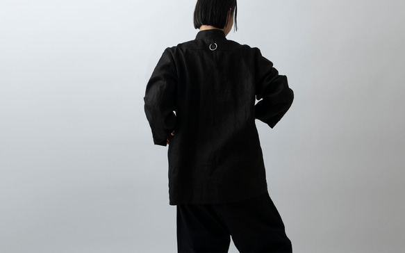 【再入荷】木間服装製作 jacket リネン black｜unisex freesize 7枚目の画像