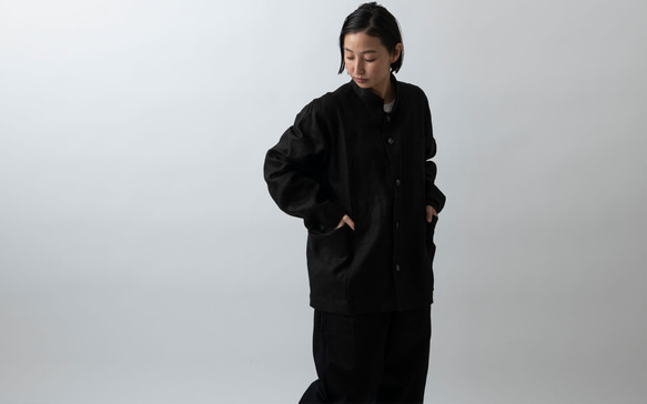 【再入荷】木間服装製作 jacket リネン black｜unisex freesize 6枚目の画像