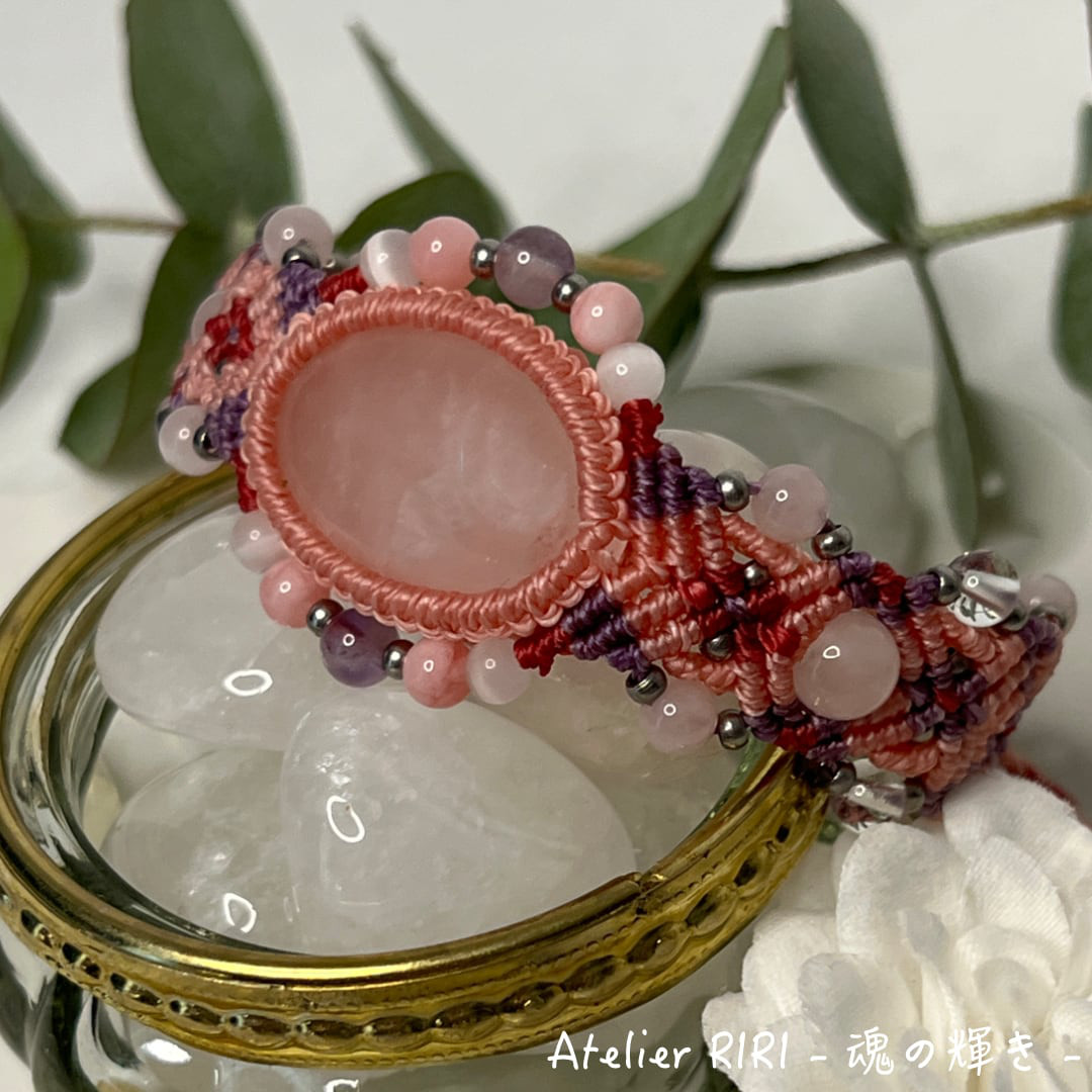 妖精のダンス［ローズクォーツ］天然石マクラメブレスレット