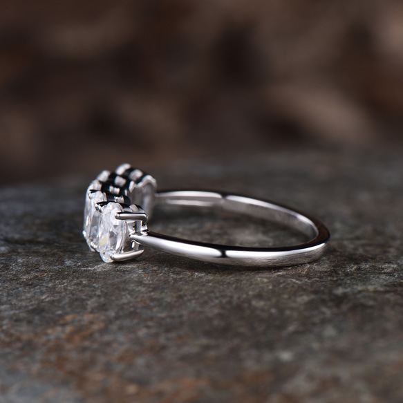 ユニークなモアッサナイト結婚指輪 5 ストーンブライダルリング 925 スターリングシルバープロミスリングギフト 3枚目の画像