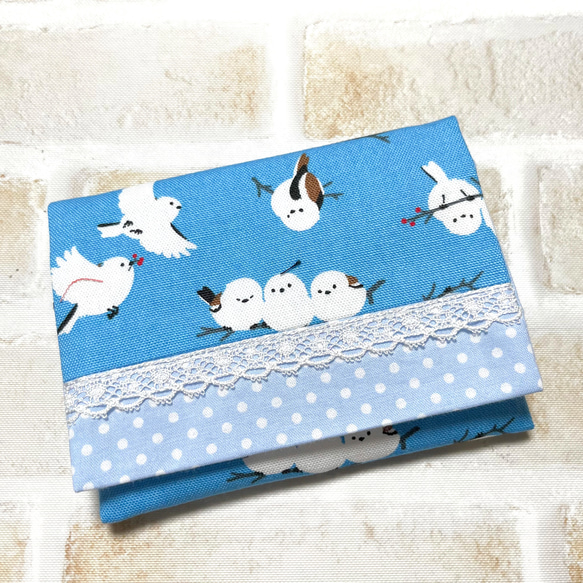 シマエナガのポケットティッシュケースブルー その他ケース 𝕓𝕒𝕤𝕚𝕝