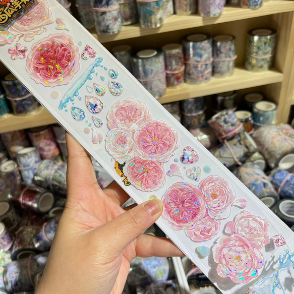 爆売り！ 海外PETテープ コラージュ 海外マステ 水の秘密 花 切り売り テープ・マスキングテープ