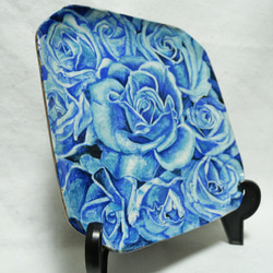 陶芸【青い薔薇の皿】 5枚目の画像