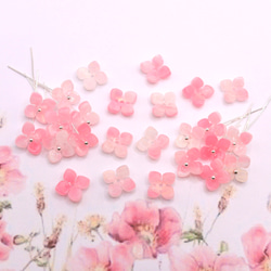 オリジナル★ 変色するお花のアセテートパーツ　アジサイ　クローバーピンクグラデーション→ローズピンクグラデーション 16枚目の画像