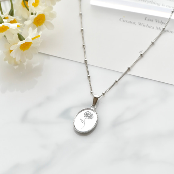 Flower Coinネックレス デイジー シルバー コインネックレス 誕生花