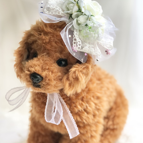 犬お花チョーカー《ホワイトウェディング》 犬猫アクセサリー