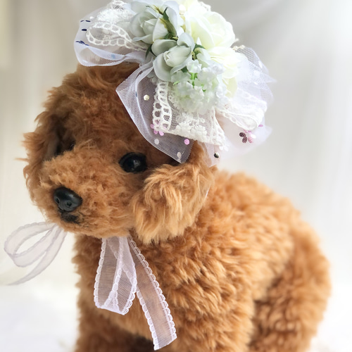 犬お花チョーカー《ホワイトウェディング》 犬猫アクセサリー