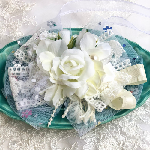 ちょいみー様★専用　　トリミングチョーカー　撮影　花　ウエディングベール　犬 紫陽花のチョーカー トリミング 撮影用ペット用チョーカー