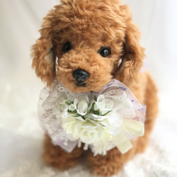 犬お花チョーカー《ホワイトウェディング》 犬猫アクセサリー